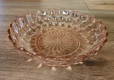 Vintage  Anchor Hocking PINK Depression Bubble Glass 8.5  Serving Bowl • $18