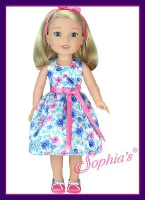 14.5  Doll Clothes Satin Floral Dress With Shoes Fits WELLIE WISHERS • $9.99