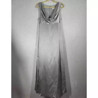 Nicole Miller A-Line Maxi Dress Size 10 Cowl Neck Sleeveless Gown Metallic Gray • $99