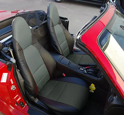 Mazda Miata 2001-2005 Black/charcoal Leather-like Custom Made Front Seat Covers • $179