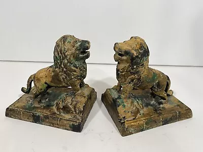 2pc Cast Iron Roaring Lion Bookends Sculptures  • $9.99