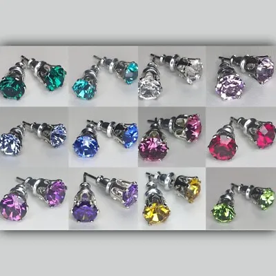 Birthstone Earrings Stud HYPOALLERGENIC And Made With SWAROVSKI Crystals. • $15.99