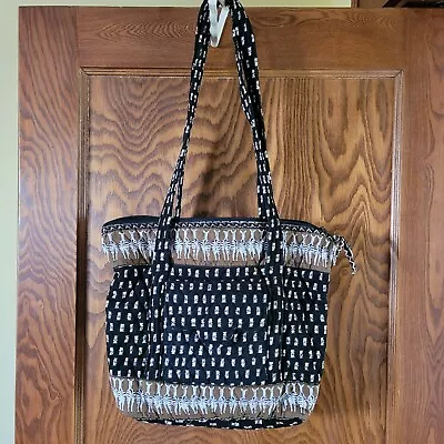 VERA BRADLEY Zebra Black Villager Purse Bag Tote Retired • $11.99