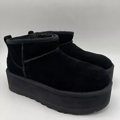 UGG Boots Black Ultra Mini Platform Sugar Sole Size 7 1135092 • $79.99