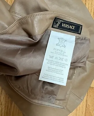 NEW NOS Versace Lambskin Leather Mini Skirt Neutral Taupe Beige Sz SM IT 38 SEXY • $200