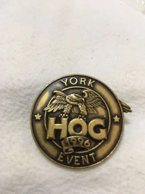 Vintage Harley Owners Group 1996 York Brass Event Pin • $6