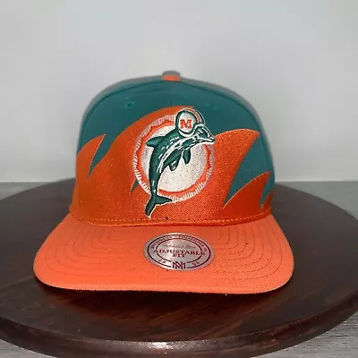 Mitchell And Ness Miami Dolphins NFL Football Sharktooth Snapback Hat Cap • $47.99