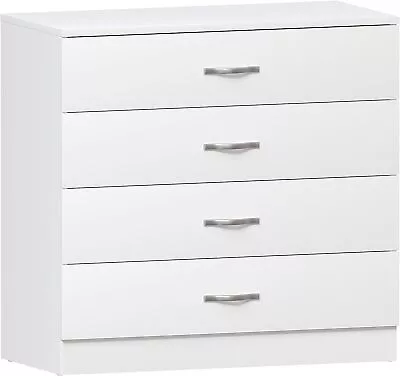 Chest Of Drawers White 4 Drawer Metal Handles Runners Bedroom Furniture • £69.99