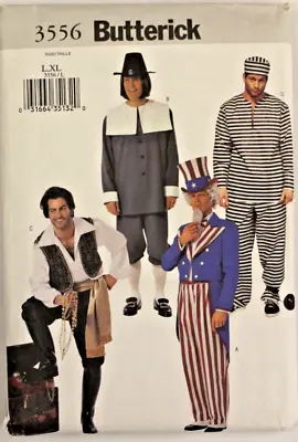 Butterick 3556 Men Uncle Sam Pilgrim Pirate Prisoner Costume Sewing Pattern L-XL • $9.25