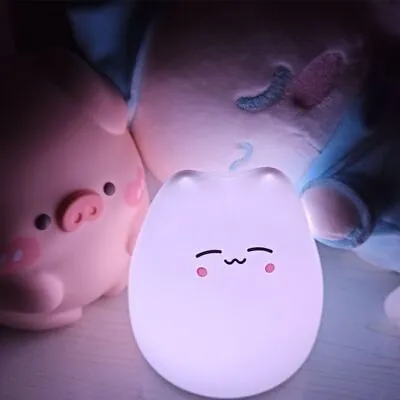 Mini Kawaii Popular Cat Baby Night Lamp 7-color Pat Touch Color-changing Eye Pro • $19.95
