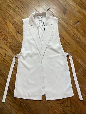 NWT Nicole Miller New York Off-White Open Front Cutout Side Long Buckle Vest 4 • $24.99