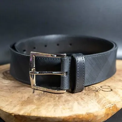 Burberry Mens Belt Leather And Canvas Belt Jeans Belt Authentic Size 34 • $216.99