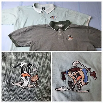 Vintage 90's Warner Bros Studio Store Mens XL Golf Polo Shirts Taz Daffy Duck   • $23.88