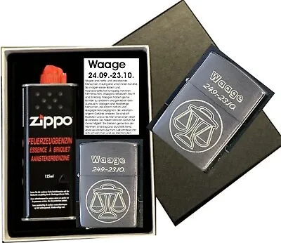 Zippo Libra Zodiac Sign + Request Engraving + With Or Without Gift Set • £27.07