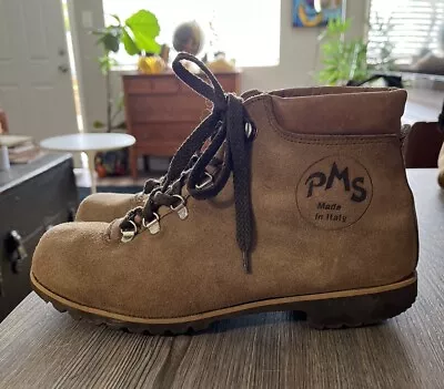 Vintage PMS By Patons Womens Boots Brown Leather Lace-Up Ankle Hiking Shoes • $49.99