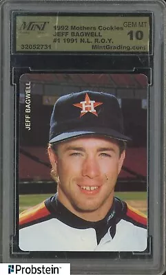1992 Mothers Cookies 1991 NL ROY Jeff Bagwell Houston Astros MGS 10 • $0.99