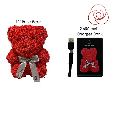 Rose Bear Fun-Size Bear Mini Rose Bear Faux Roses Teddy Bear 10 Inch Teddy • $75