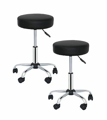 2X Hydraulic Rolling Stool Swivel Salon Chair Office Tattoo Adjustable Black • $64.58