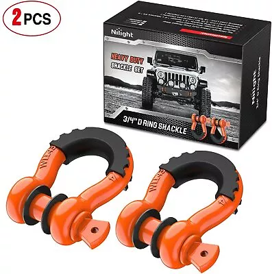 Nilight 2PCS 3/4  D-Ring Shackle 4.75ton + Isolator + Washers Kit For Jeep Truck • $27.99