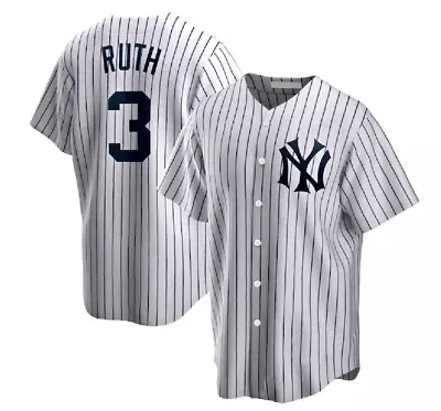 Babe Ruth #3 New York Yankees Player Jersey White Print Baseball Jersey. Size L • $14.99