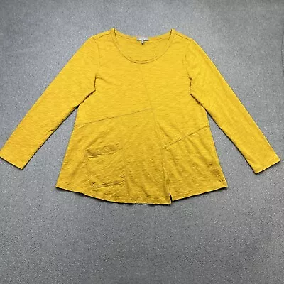 Habitat Top Womens Small Yellow Pieced Pocket Tunic Cotton Casual Lagenlook S • $23.18