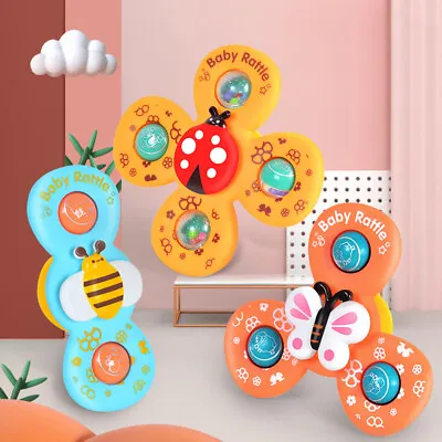 £6.69 • Buy 3x Baby Suction Cup B Spinner Cartoon Toys Fidget Spinning Toys Butterfly Gifts
