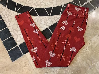 LuLaRoe OS Valentines Day Leggings Digital X Arrows Hearts Red Pink Amore Vday • $25