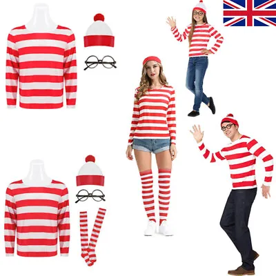 Adult Boys Girls Wheres Wally World Book Day Fancy Dress Costume Kids Outfit UK • £20.51