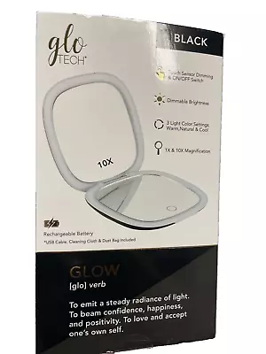 Glo Tech Led Compact Magnifying Small Mirror 1X And 10X Travel 4” Black • $14.99