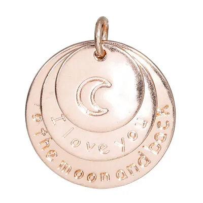 5 I Love You To The Moon And Back ROSE GOLD TRIPLE CHARM/PENDANT 24 X 22mm (27J) • £2.95