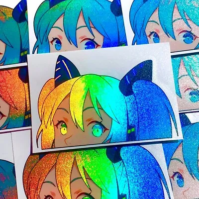 Hatsune Miku Holo Anime Girl Peeker Sticker Car Decal • $7.99