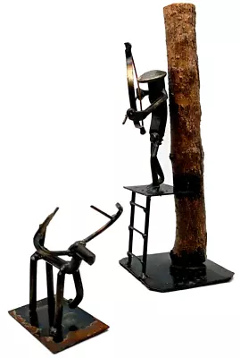Short Line Spikes Metal Art Sculpture Bow & Arrow Hunter Archer Tree Stand Deer • $34.99