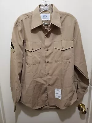 DSCP Marines Shirt Mens Large Tan Button Up Long Sleeve Halloween Costume • $24.88