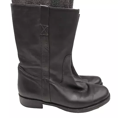 J.Crew Brewster Black Leather Boots Womens Size 12 Model 86186 Mid-Calf • $44.95