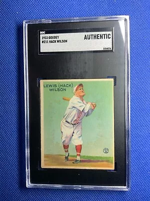 1933 Goudey Hack Wilson 211 Poor Hof Rc Sgc Authentic • $300