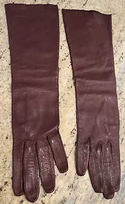 Vintage  Size M Women's Brown Soft Leather 14.5  Long Formal Gloves • $28