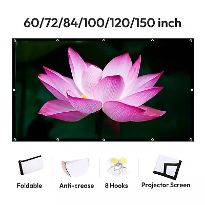 Portable Projector Screen 60-150  Home Outdoor Camping 3D HD 16:9 Movie Theater • £5.99