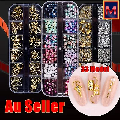 3D Assorted Nail Decals Decoration Nail Art Rhinestones Mix Gem Designs Tips DIY • $5.95