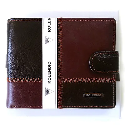 NEW Button Lock Wallet Luxury Brown Men's Wallet ID Card Coin Wallet • $19.99