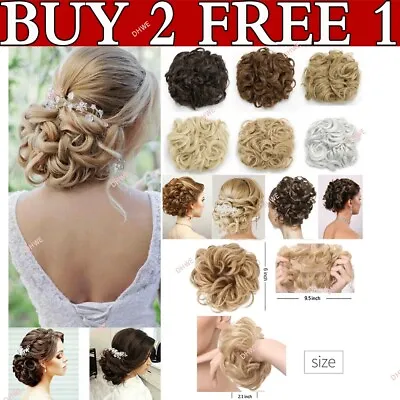 £3.34 • Buy UK Real THICK Curly Chignon Messy Bun Updo Clip In Hair Piece Natural Extensions