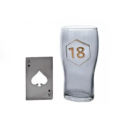 Pint Beer Glass And Bottle Opener Set - Birthday - 18th  • £15.53