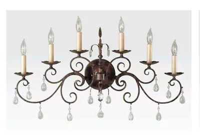 Murray Feiss 30  Chateau 6 Light Wall Sconce W/ Glass Crystals Mocha WB1228MBZ • $269.99