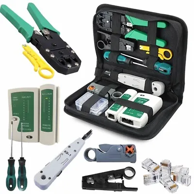 Complete Rj45 Network Tool Kit Cable Crimping Crimper Tester Punch Down Set Uk • £19.95