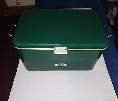 Vintage Thermos Green Metal Cooler 22  X 13  X 13  Ice Chest Model USA • $35