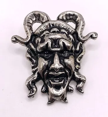 VTG 70s Satan Demon Devil Head Biker Pewter Motorcycle Vest Jacket Pin Badge • $6.99