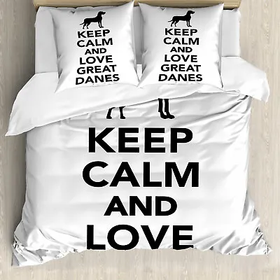 Dog Lover Duvet Cover Keep Calm And Love Text • £32.99