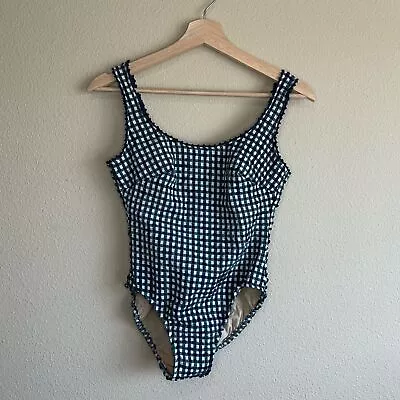 Vintage Mainstream Blue & Green Gingham One Piece Swim Suit • $44