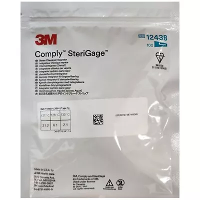 *100-Pieces* 3M Comply SteriGage Steam Chemical Integrator 1243B • $16.99