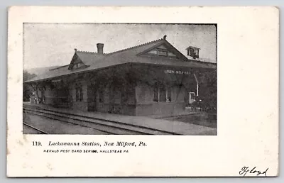 DL&W Lackawanna RR Train Station New Milford PA Pennsylvania 1906 Postcard U30 • $24.95