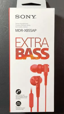 Official Sony Extra Bass Stereo Earphone MDR-XB55AP [ RED ] NEW • $93.89